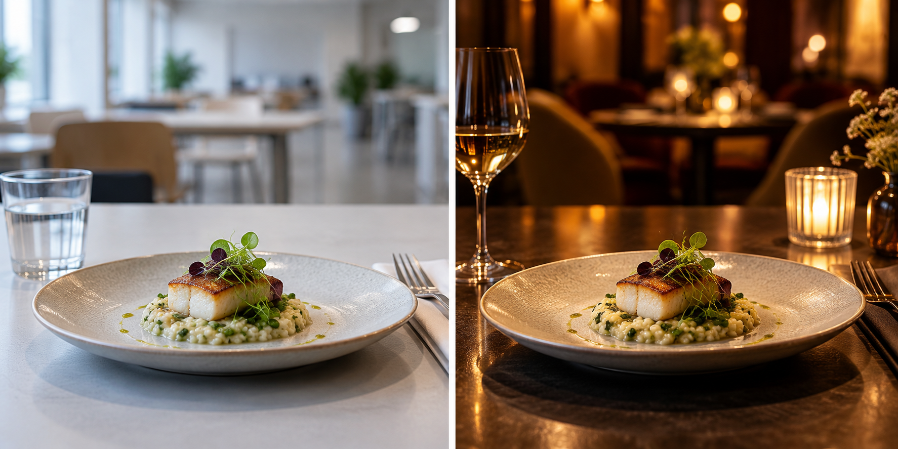 Same product, different expectations. The visual context surrounding food and drink can shape what we expect before we even take the first bite or sip (background adjusted with OpenAI image tool)